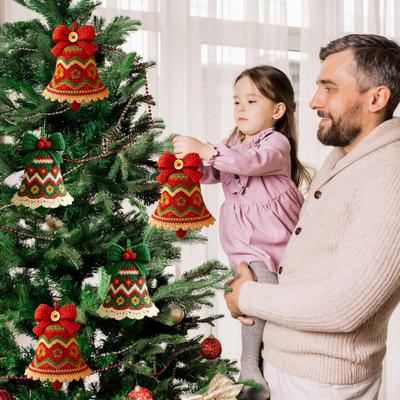 Набор для вязания крючком рождественского колокольчика своими руками: колокольчик в виде Санта-Клауса для украшения ёлки, праздничный набор для начинающих и взрослых.