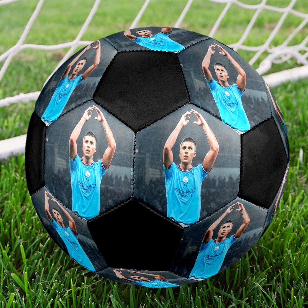 Rodri Size 5 Soccer Ball, Machine-Stitched PVC, Durable & High Bounce, All Ages Fit, fan merchandise, matches & outdoor use.