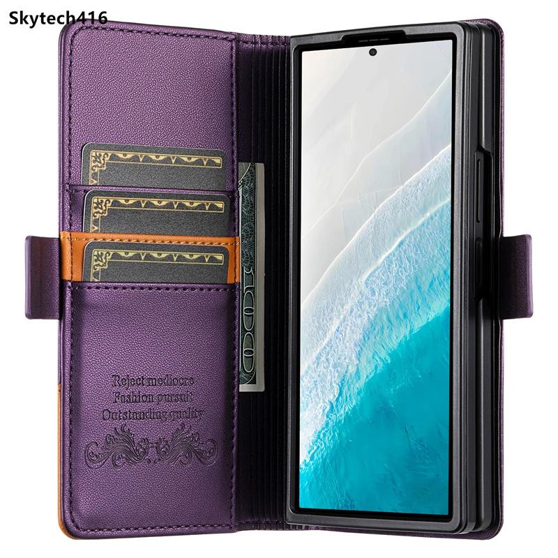 For Samsung Galaxy Z Fold 3 4 5 6 7 Leather Case Flip High Quality Card Slot Bracket Wallet Cover Casing