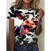 Happy Cow Pattern 3DPrinted T-Shirt For Women Funny Animal T Shirts Summer Fashion Tees Short Sleeves Crew Neck Tops Streetwear