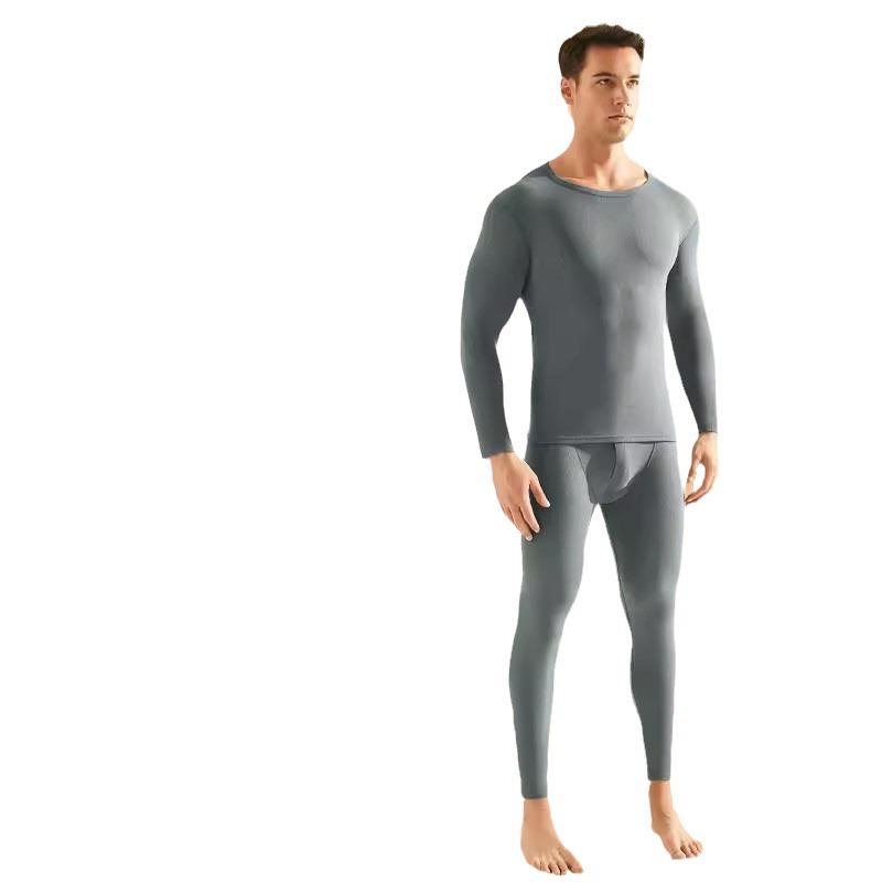 Мужской двухсторонний комплект термобелья из немецкого бархата - круглый вырез, зимний теплый костюм на осень 