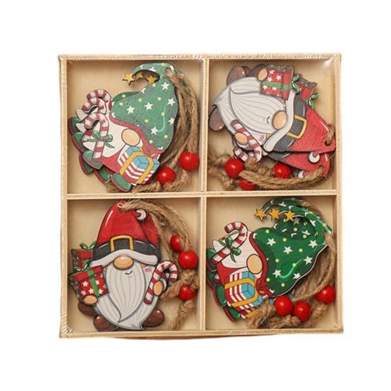 12 шт. Рождественские деревянные украшения, подвесные гномы, пряничные человечки, украшения для рождественской елки, подвеска для праздничного домашнего декора
