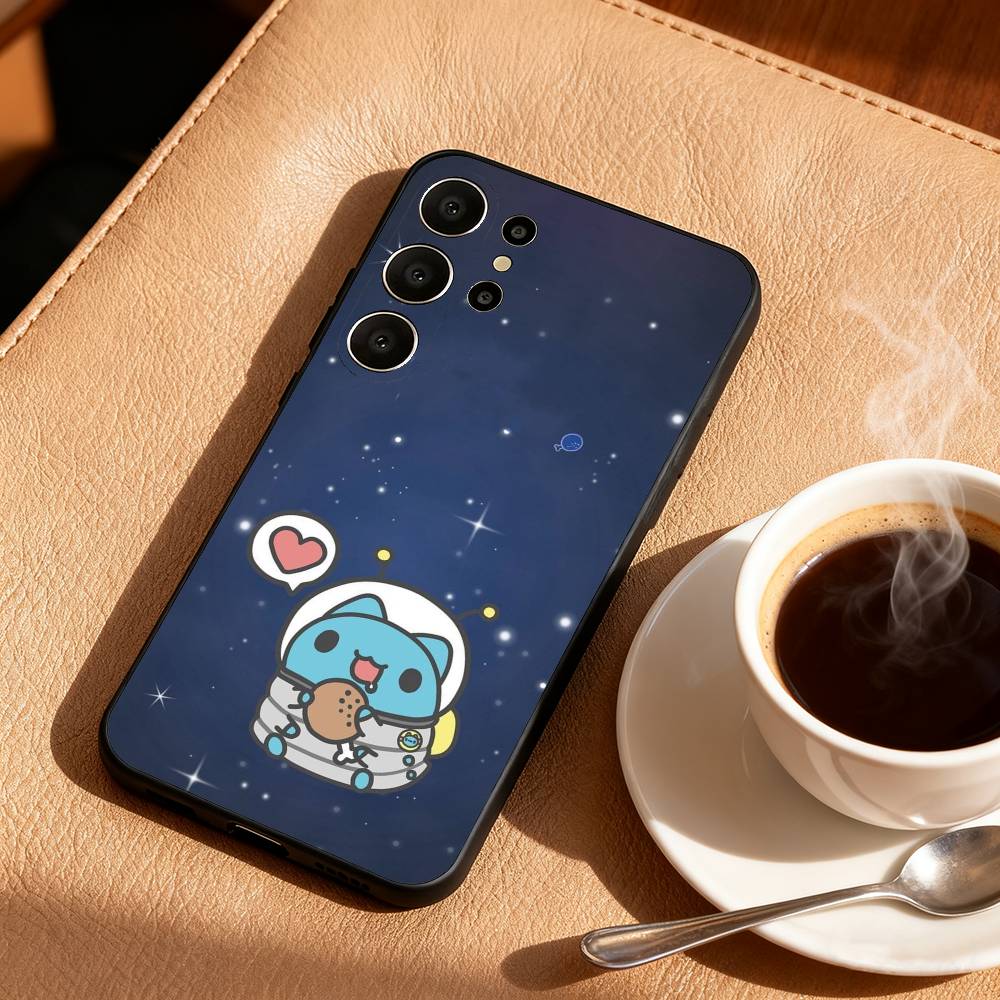 Чехол для телефона Fluffy-Cat B-Bugcat C-Capoo для Samsung S26,S25,S24,S21,S22,S23,S30,Ultra,S20,FE,Lite,10,9, Черный чехол