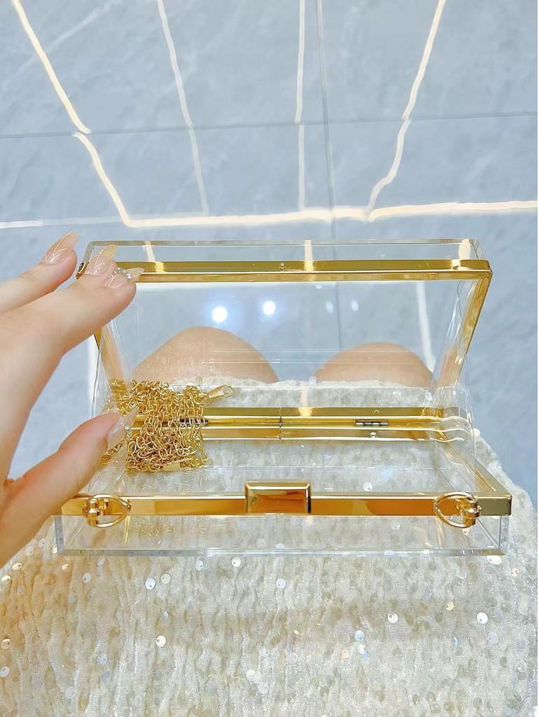 Transparent Acrylic Crossbody Chain Bag - Women's Evening Jelly Handbag