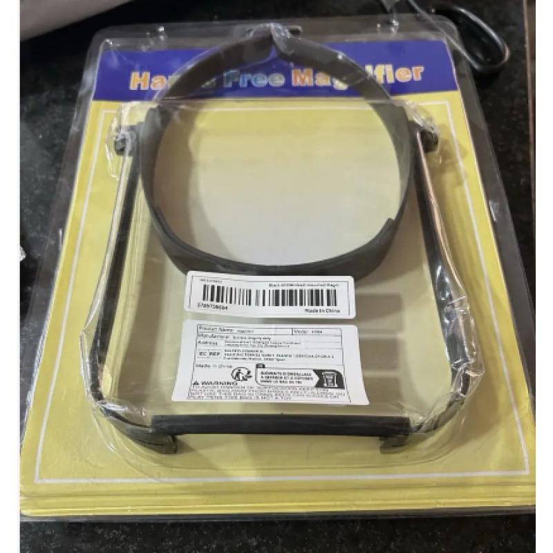 Наголовная лупа поставляется с четырьмя сменными линзами. Он обеспечивает увеличение без помощи рук с коэффициентами 1,6x, 2,0x, 2,5x и 3,5x