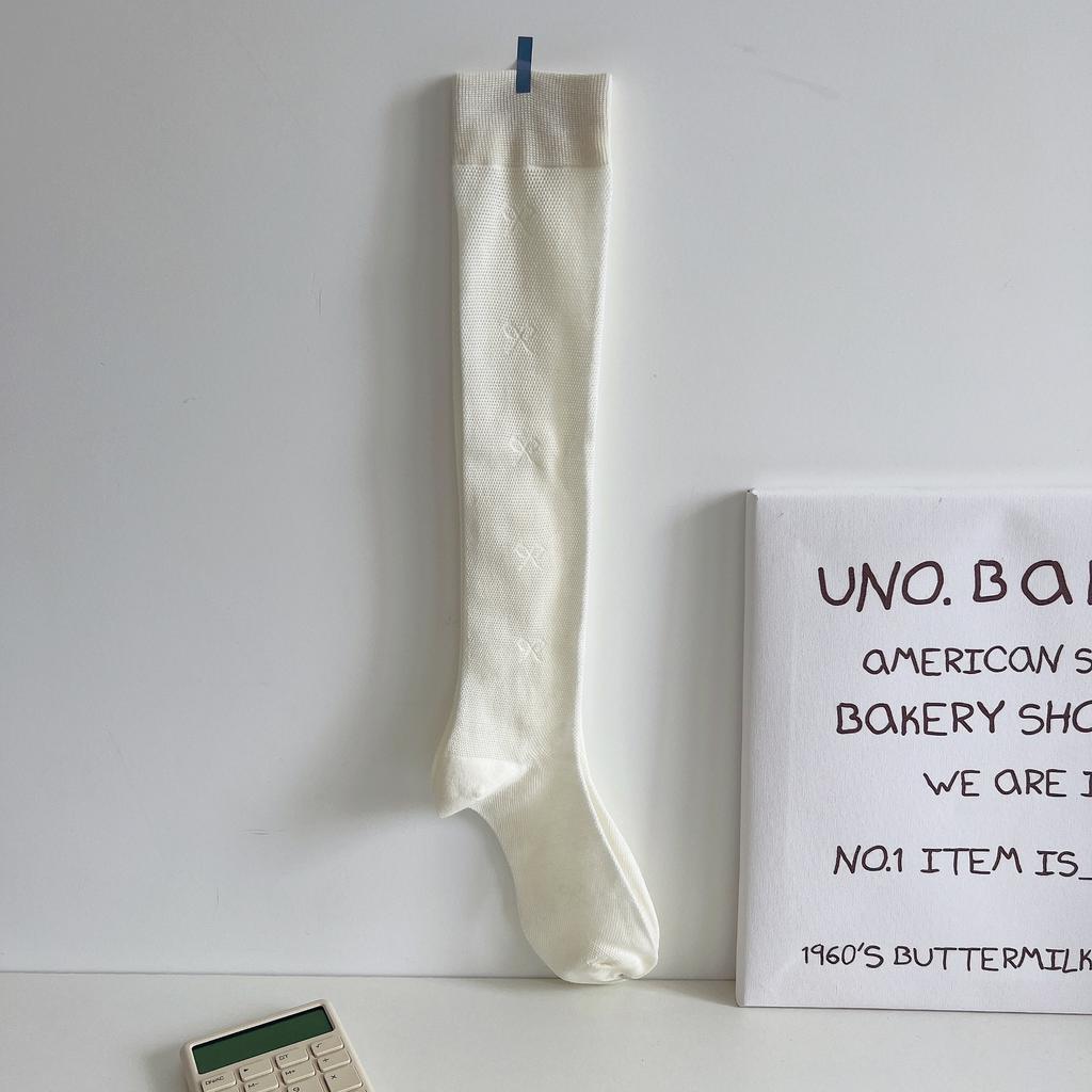 Белые кружевные гольфы Лолита с оборкой сверху и бантом для девочек