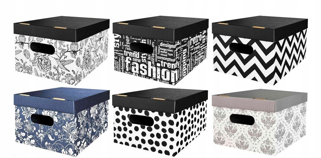 Pudełko z pokrywką biały, czarny, odcienie szarości i srebra, wielokolorowy 1szt