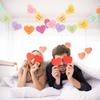 Valentines Conversation Hearts Candy Banner No DIY Valentines Day Heart Garland with 16Pcs Heart, 2Pack Pre-Strung Valentines Garland Heart Banner