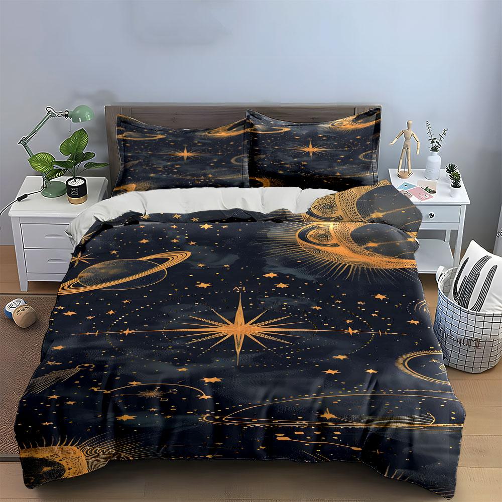 "Golden cosmic dreams." Bedding sets Duvet covers Pillowcases(1* Duvet Cover 2* Pillowcases without duvet insert)