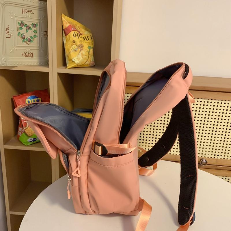 Студенческий школьный женский однотонный рюкзак большой емкости