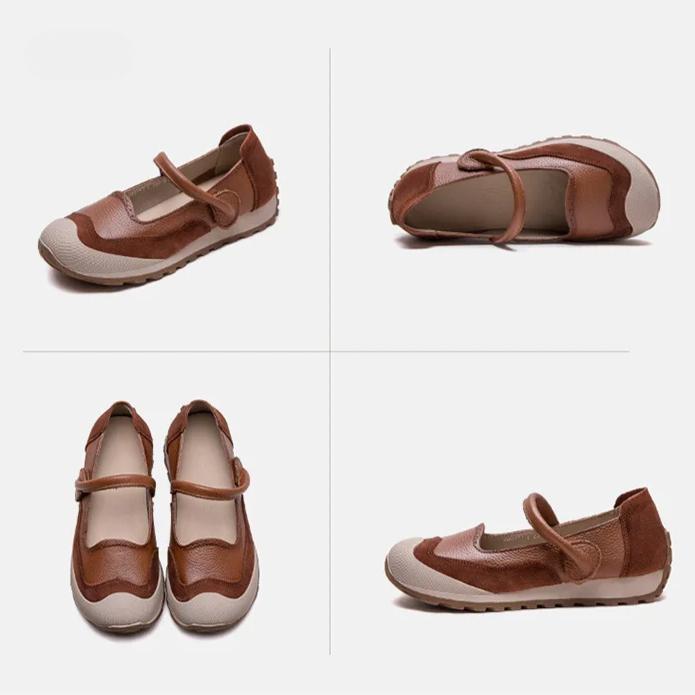 Johnature Ретро мягкая подошва мелкая натуральная кожа повседневные универсальные женские туфли на плоской подошве