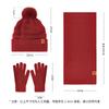 Double-layer Thermal Knitted Hat Women's Autumn and Winter Solid Color Wool Pullover Hat Knitted Hat Scarf Gloves Three-piece Set