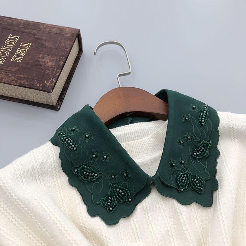 White Fake Collar for Women Shirt Blouse Necklace Candy Color False Collar Handmade Beads Detachable Sweater Collars Decor