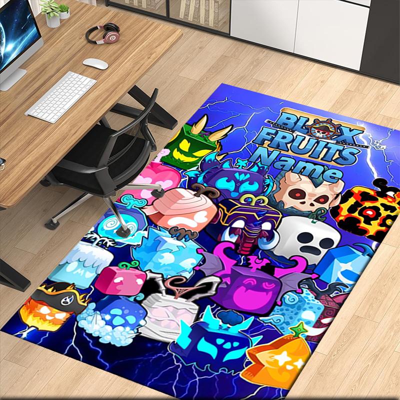 Custom Name Blox Fruits Printed Carpet, for Office Chair Living Room Bedroom Kitchen Room Decor Gifts.