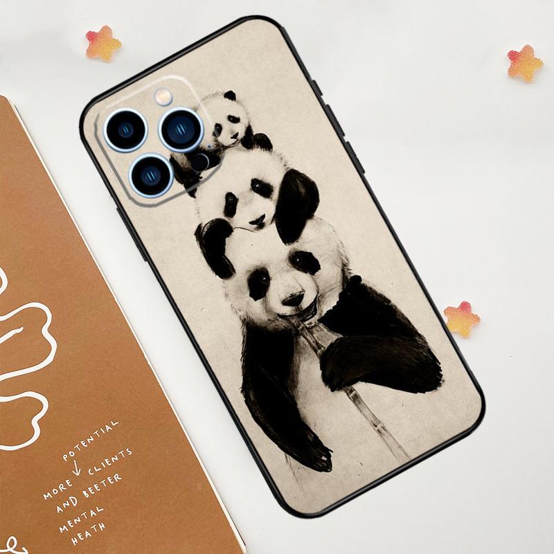 Чехол для телефона с изображением панды, милого медведя, для iPhone 17 Pro Max 11 14 15 16 Pro Max 12 13 mini 16 Plus 16e 17 Air Funda