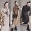 Medium and Long Turtleneck Sweater Skirt Women's Thickened Autumn and Winter Loose Bottoming Knitted Dress with Pullover Inside
