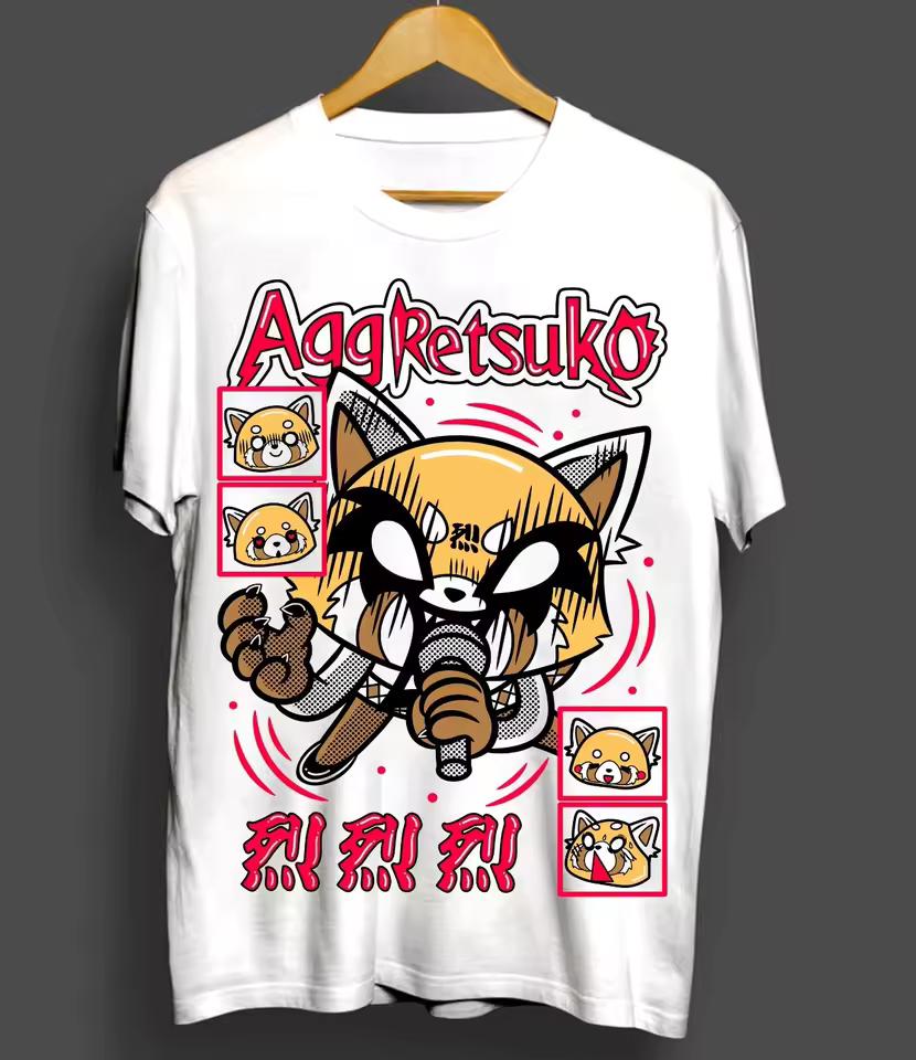 2026 New Year's Aggretsuko T shirt - Aggressive Retsuko, Kawaii Waifu Girl Anime Shirt, Women's Short-Sleeve Shirt