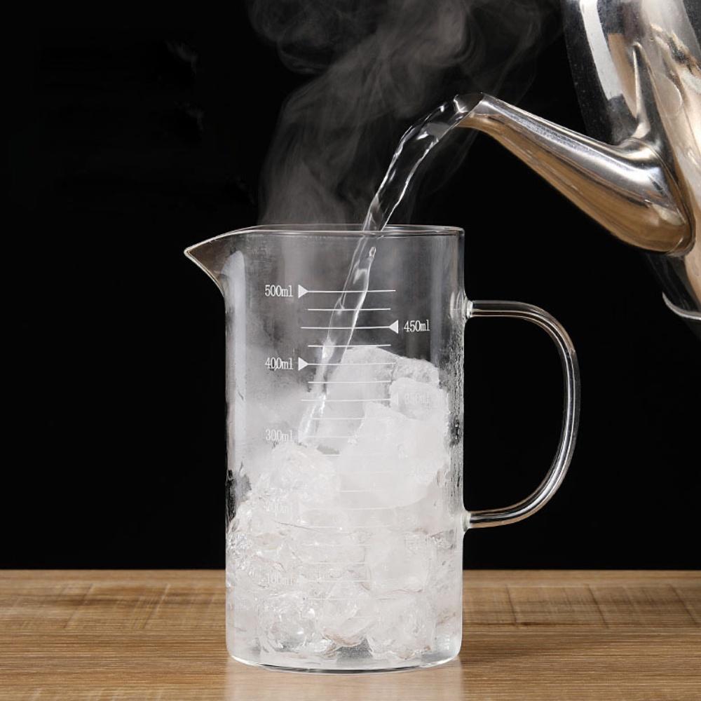 Мерный стакан со шкалой, термостойкий бытовой стеклянный стакан, мерный стакан, высокопрочный боросиликатный прозрачный стакан со шкалой для кухни 350/500 мл