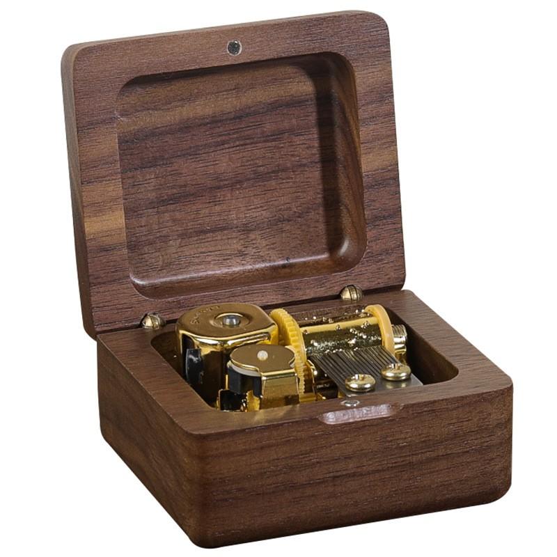 Handcrafted Walnut Wood Music Box With Custom Engraving Sankyo Movement Modern Decor Gift Birthday Anniversary