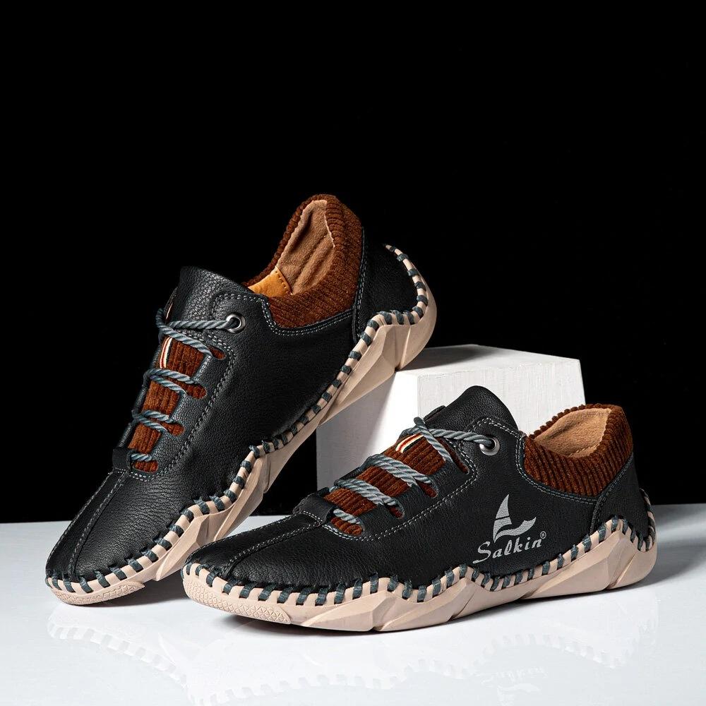 Spring and summer new breathable leather men's shoes, anti slip and wear-resistant loafers, comfortable and casual sports shoes