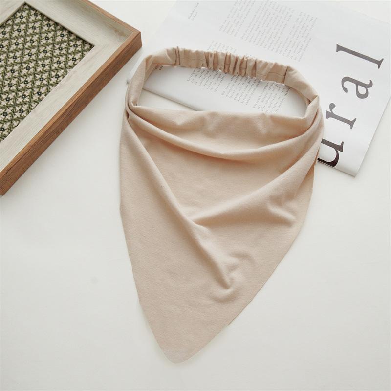 Woman Long Solid Summer Head Scarf Cotton Triangle Bandanas Lady Fashion Elastic Hairband Girls Large Bohemian Hair Accessories