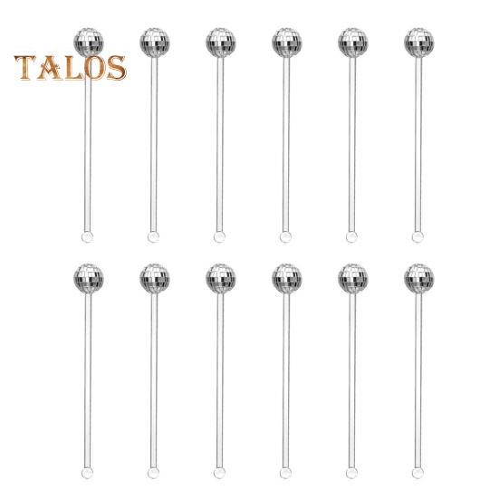 12 Pcs Disco Ball Drink Stirrers Plastic Swizzle Sticks for Coffee Cocktails Mirror Ball Cocktail Stir Sticks Home Bar Use