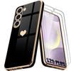 Silicone Case - BOOLING - for Samsung Galaxy S25 Plus - Shockproof - Black Gold with 2 Tempered Glass