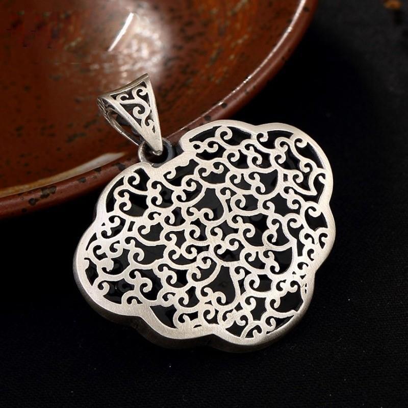 Оригинальное мастерство дизайнера для создания ретро-подвески-шарма в виде цветка лотоса с пожеланиями, женское серебряное украшение