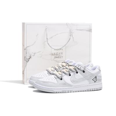 Кроссовки Dunk Leather Coverage Нескользящие Ударопрочные Износостойкие Низкие Скейтбордические Мужские Серый Белый DV0831-101(Команда-SBOX)