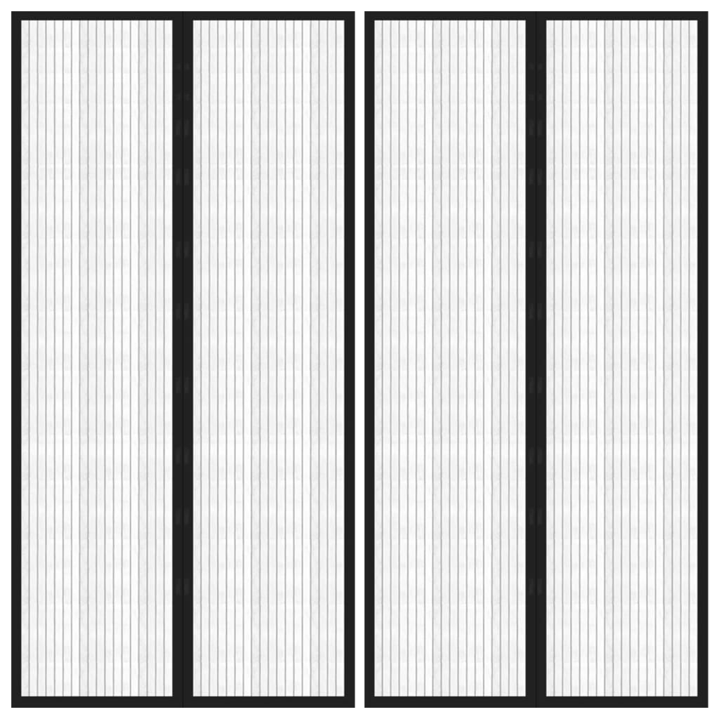 Fly Screen Door Curtains 2 pcs Magnetic Black 220 x 100 cm