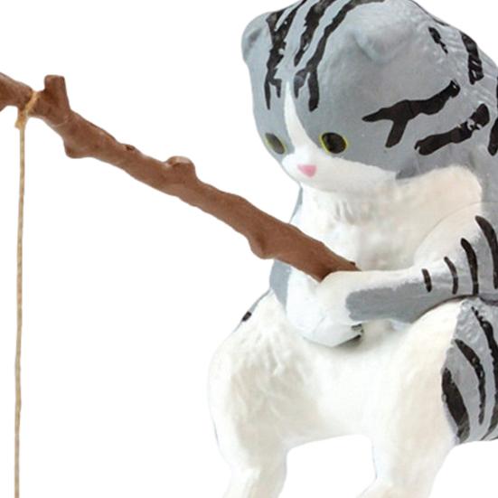 Рыболовная фигурка кота из смолы мультяшный котенок статуэтка животное скульптура домашний офис рабочий стол