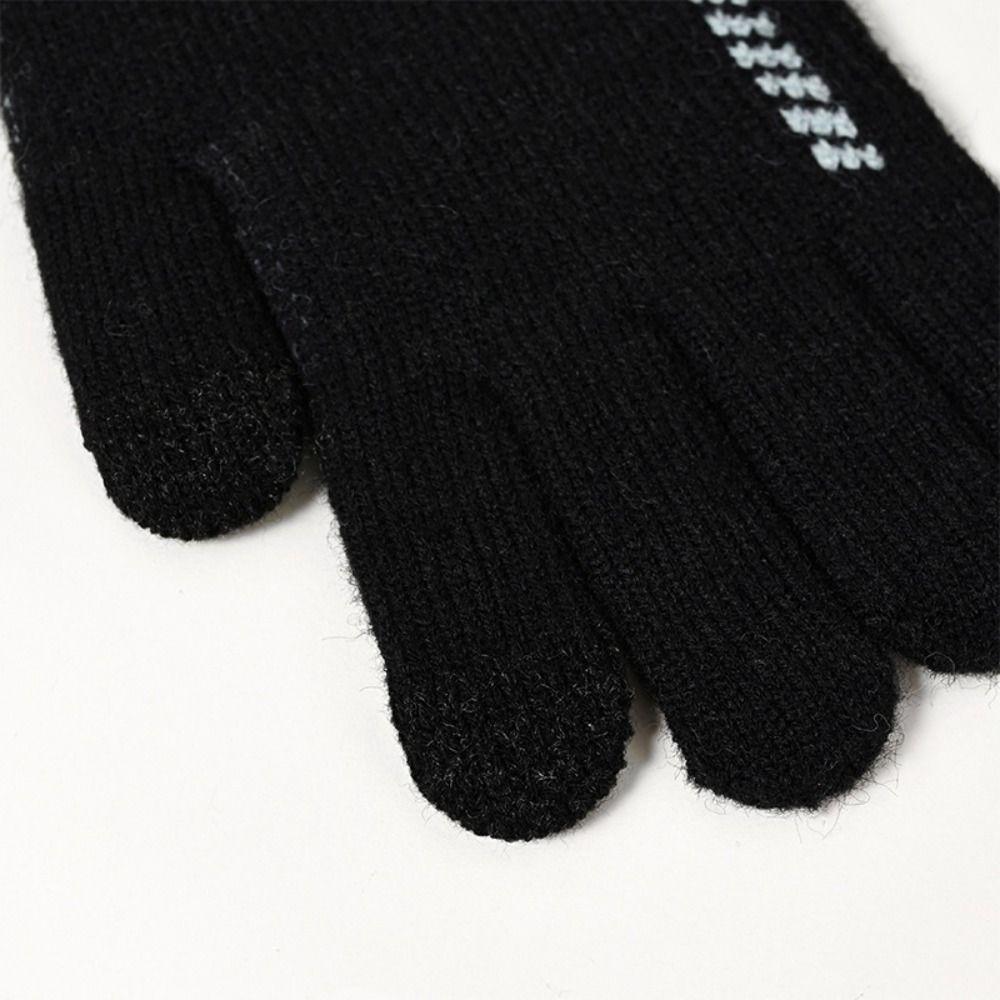 Утолщенные мужские вязаные перчатки, однотонные перчатки с полным пальцем, зимние вязаные шерстяные перчатки для спорта