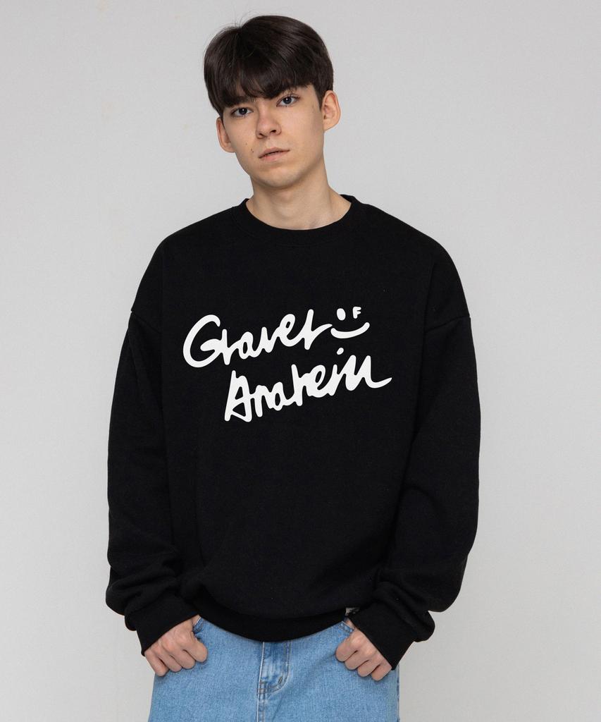GRAVER [Unisex] Drawing Logo Smile Sweatshirt_Black