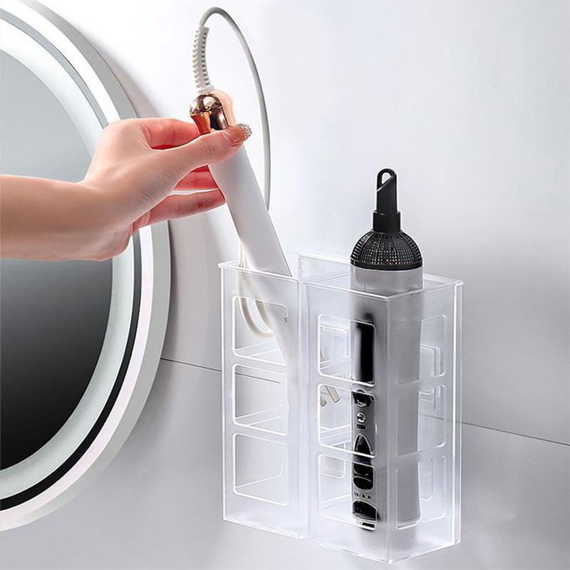 Wall mounted Bathroom Hair Dryer Holder Storage Box Hanging Rack Curling Plastic Shelf Bathroom Organizer Storage Rack