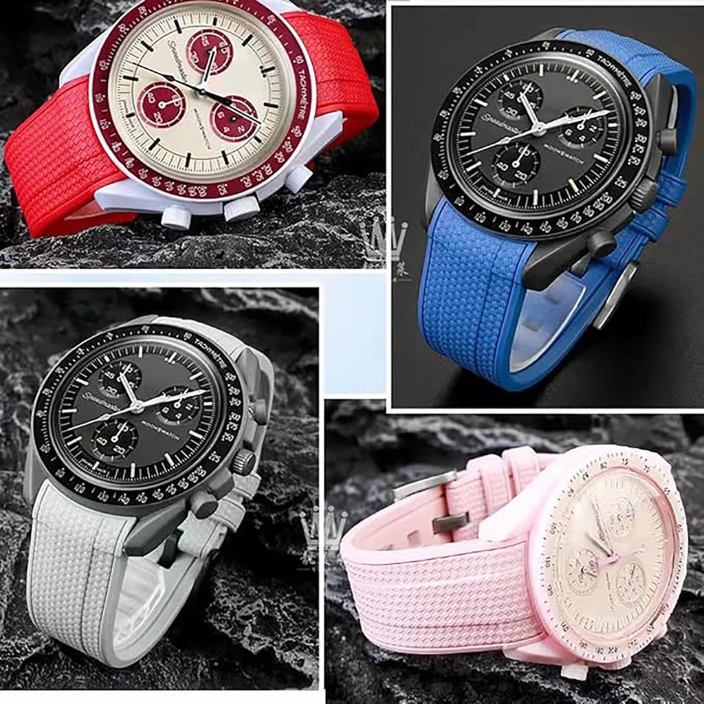Ремешок для часов 20 мм для и резиновый ремешок для часов с силиконовым водонепроницаемым и включает инструмент для регулировки и пружину Omega, Swatch, MoonSwatch, Omega,