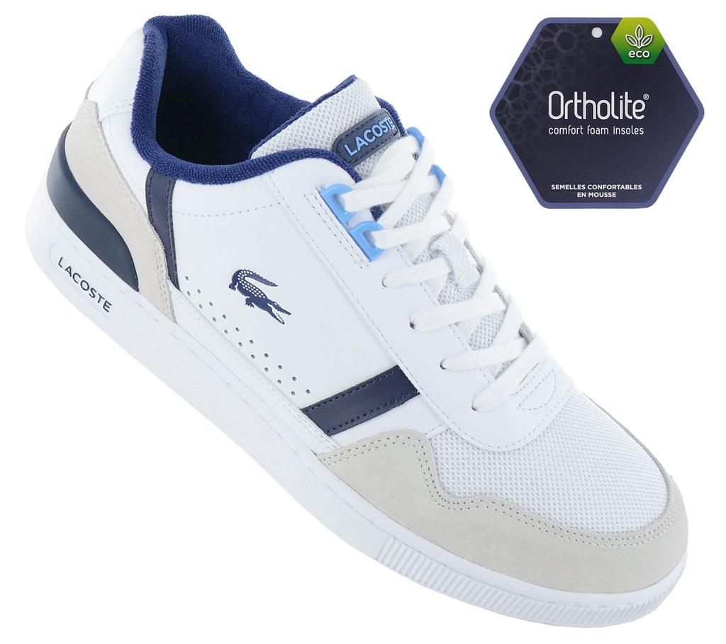 Lacoste T-Clip - Мужские кроссовки Бело-синие 747SMA0071080 ОРИГИНАЛ