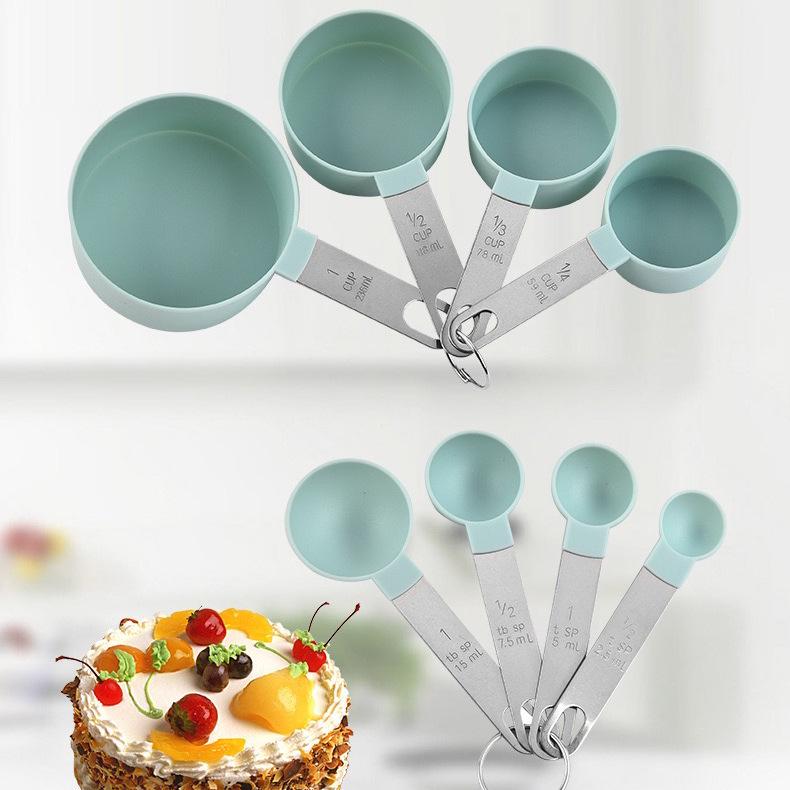 8-Piece Stainless Steel Handle Measuring Cup & Spoon Set with Scale