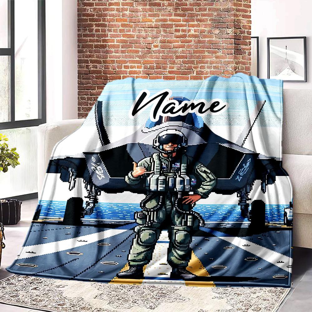 Custom Fighter Pilot Blanket Personalized Home Decor For Any Occasion Comfortable Soft Lightweight And Versatile Blanket Suitable For All Seasons