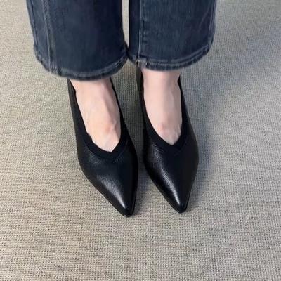 Ретро туфли-лодочки на тонком каблуке женские весенне-осенние новые остроносые темпераментные профессиональные универсальные на маленьком каблуке туфли на высоком каблуке
