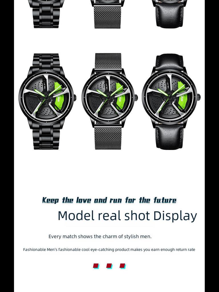 SVJ Мужские цельные часы RS7 с гидравлическим 3D-корпусом и полым кварцевым механизмом, вдохновленные колесом автомобиля