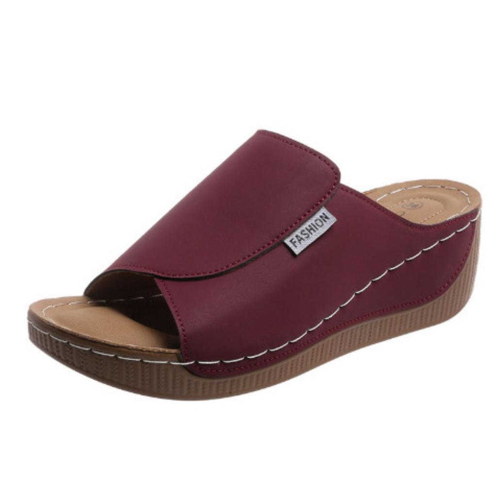 Женские модные однотонные тапочки - удобная поддержка свода стопы, дышащие уличные тапочки, стильные, сандалии с открытым носком и ремешком сзади на среднем каблуке