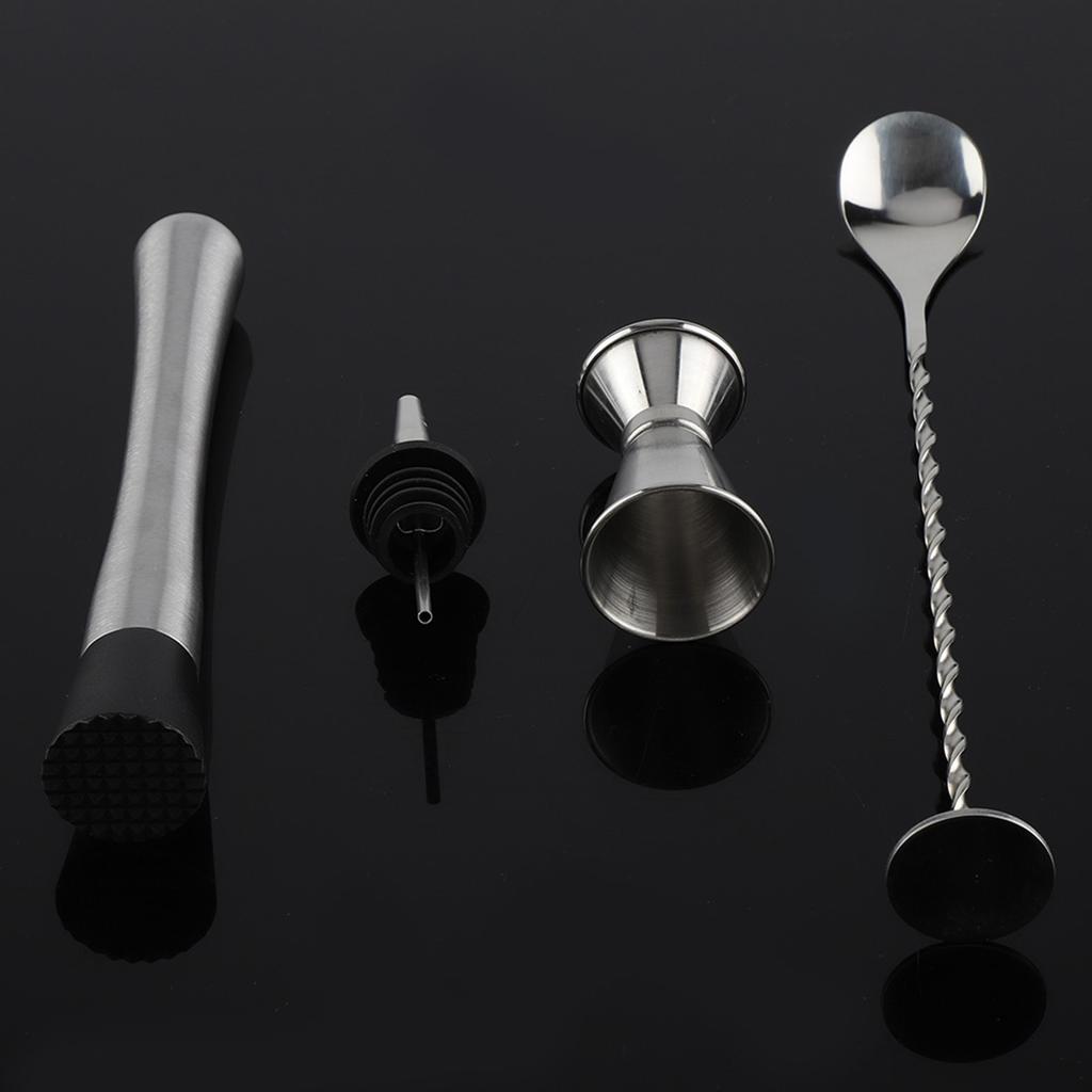 4pcs  Set Durable Stainless Steel Drinking Cocktail Mixing Tool Set In Home Bar Party(A)
