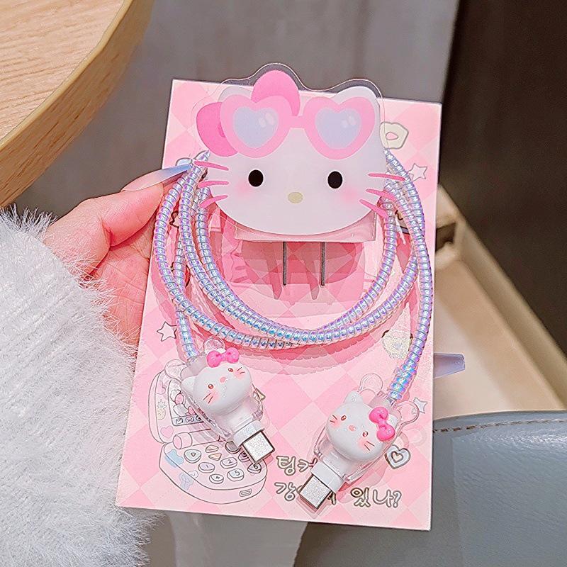 Hello Kitty Защита для зарядного кабеля и данных Чехол-протектор для Apple iPhone 18/20W Защита зарядки Защита от переломов Набор органайзеров для кабеля данных