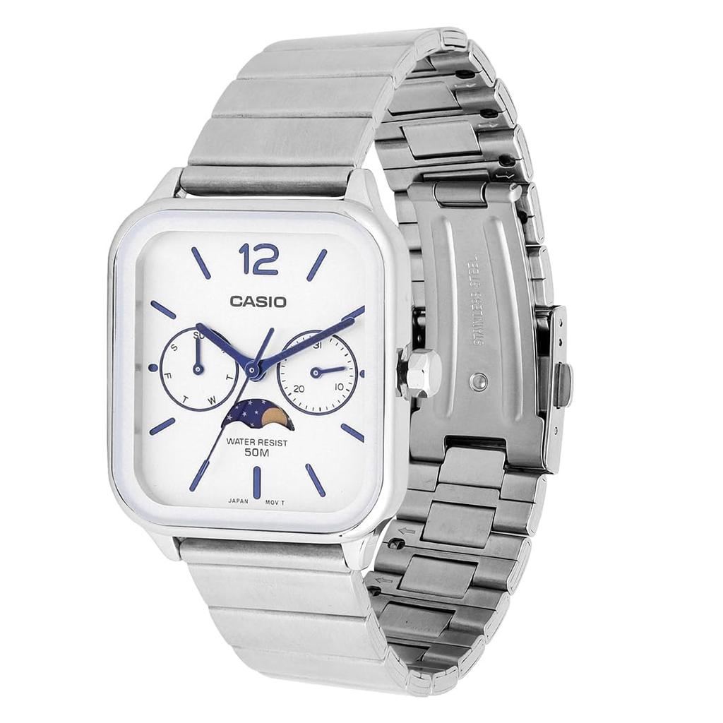 Casio Watch White Silver Classic Men's - MTP-M305D-7AVDF Dial, Band, Silver,