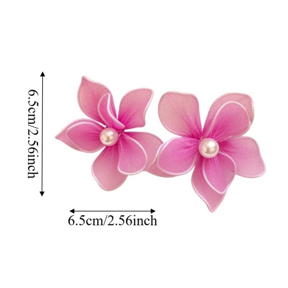 Iron Wire Iron Mesh Flower Earrings Big Floral Exaggerated Women Floral Ear Studs Pearl Jewelry Accessories Ladies Stud Earrings