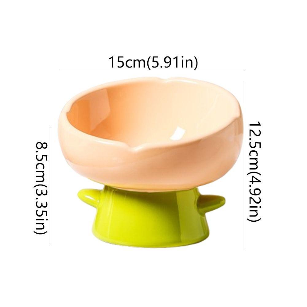 Simple Large-mouthed Ceramic Cat Bowl Flower Shaped Non-slip Anti-tipping Bowl Raised Design High Foot Bowl For Cats Dogs