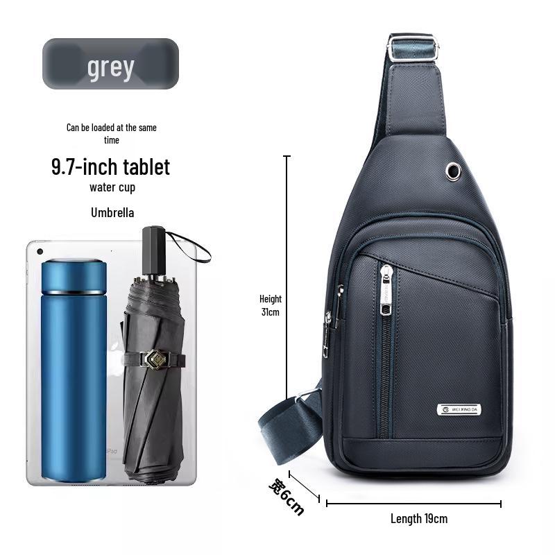 Men's Large Oxford Waterproof Chest Bag - Trendy Single Shoulder Crossbody for Outdoor Sports