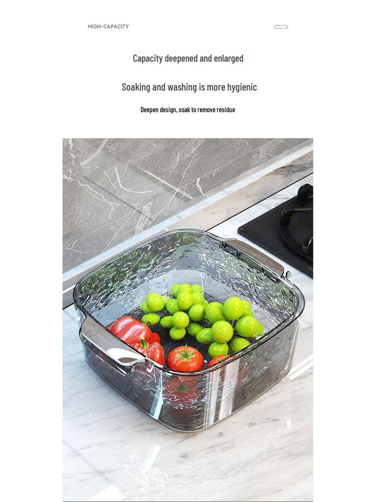 Dual-Layer Plastic Colander and Fruit Basket for Kitchen Use