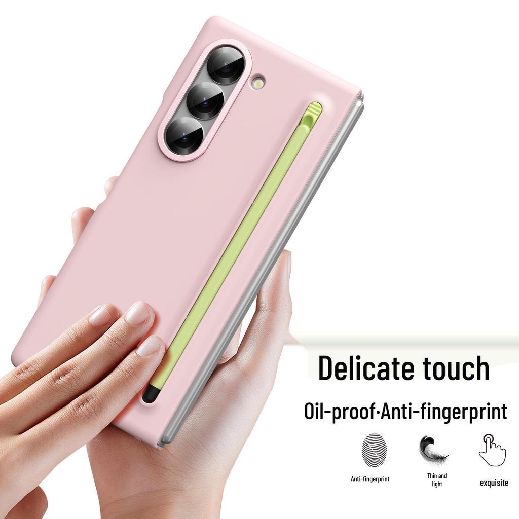 Чехол для Samsung Z Fold7/6: Совместимость с трансграничным использованием, Складной экран, Однотонный, Дизайн с ощущением кожи и держателем для стилуса