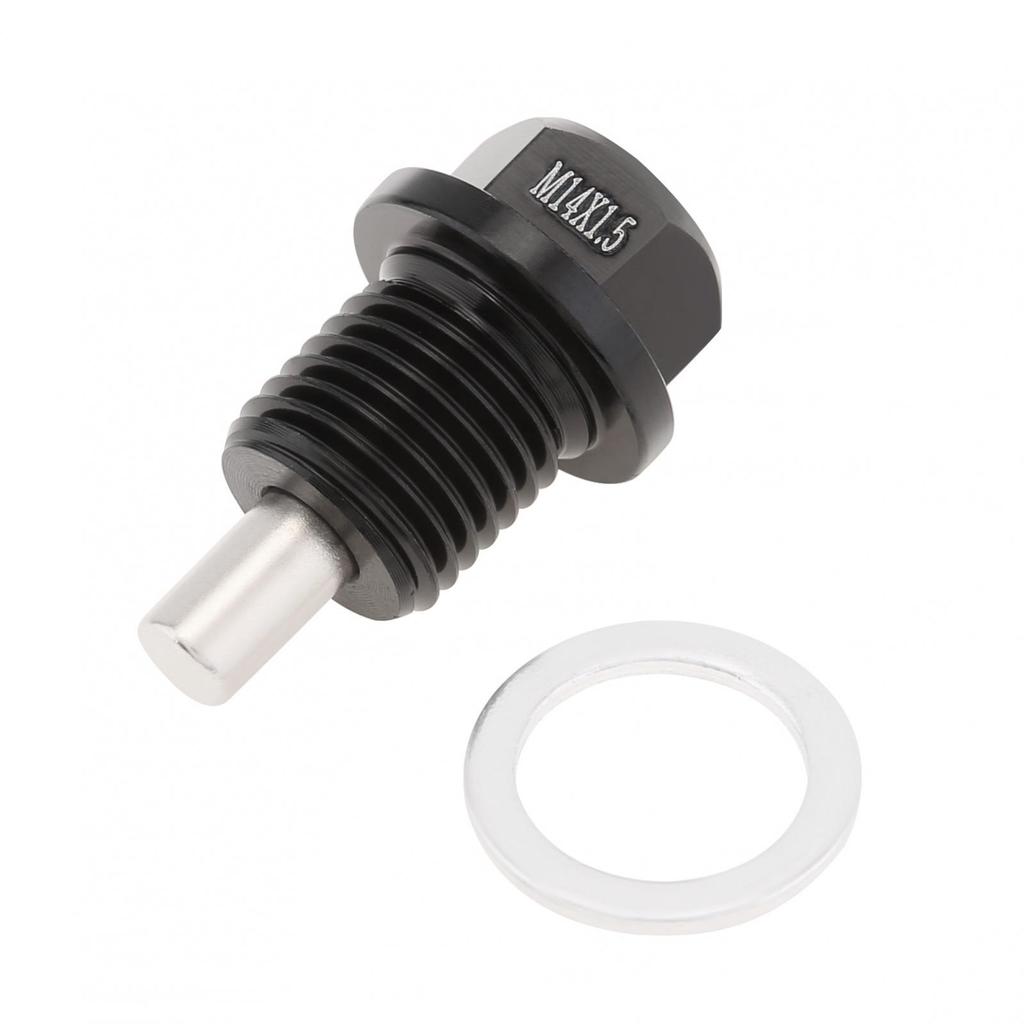 M14 x 1.5 Aluminum Magnetic Oil Drain Plug Fit for Honda / Ford / Hyundai with Crush Washer Gasket, Universal Magnetic Oil Drain